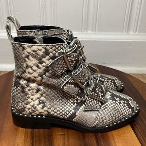 Steve Madden Recharge Faux Snake Skin Combat Style Boots